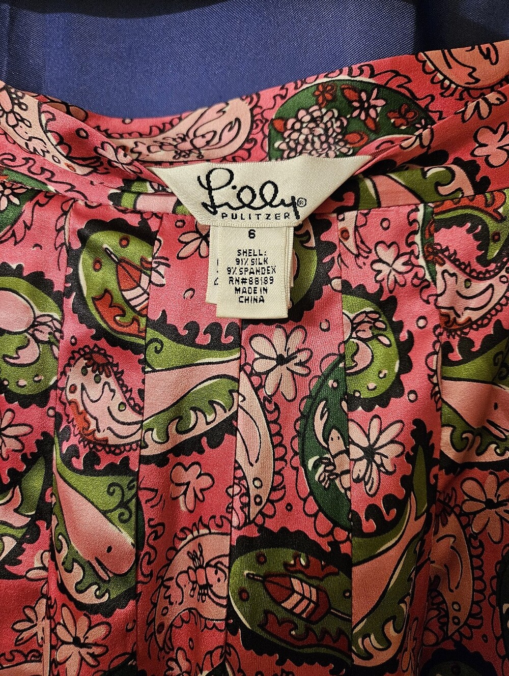 Lilly Pulitzer Pink Paisley Circle Skirt with Green Accents - Picture 3 of 6